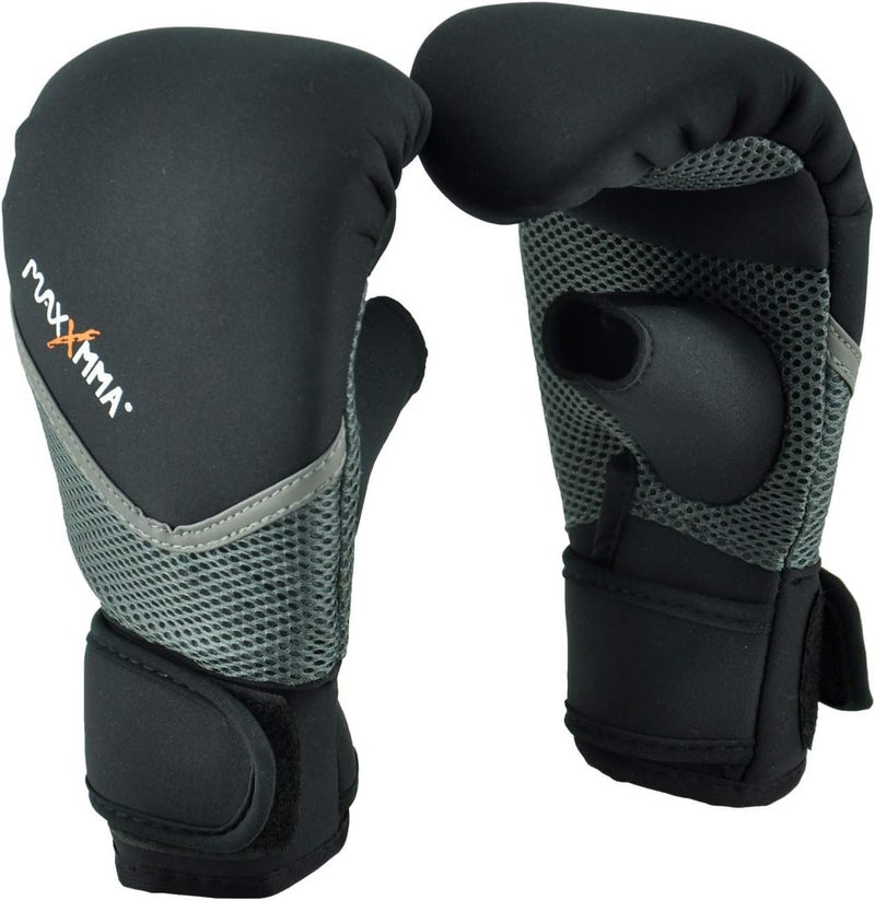MaxxMMA Neoprene Washable Heavy Bag Gloves - Boxing Punching Training (Black, S/M) - Image 1